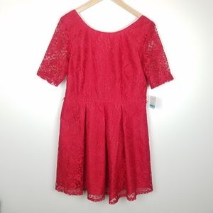 Danny and Nicole Red Lace Skater Dress size 16